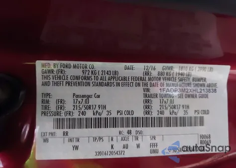 2017 Ford Focus Sel z USA, uszkodzony, nr VIN 1FADP3M2XHL213838